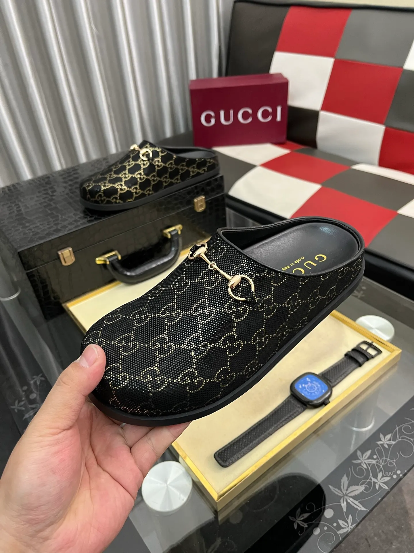 Ex-factory price: 438⌚️⌚️[Gucci] 2025 new season half-slip men's shoes, made of Italian imported first-layer frosted cowhide➕sheepskin lining, original hardware buckle, original combination wear-resistant outsole, real shot 🎬 Very comfortable on the feet, size 38-44